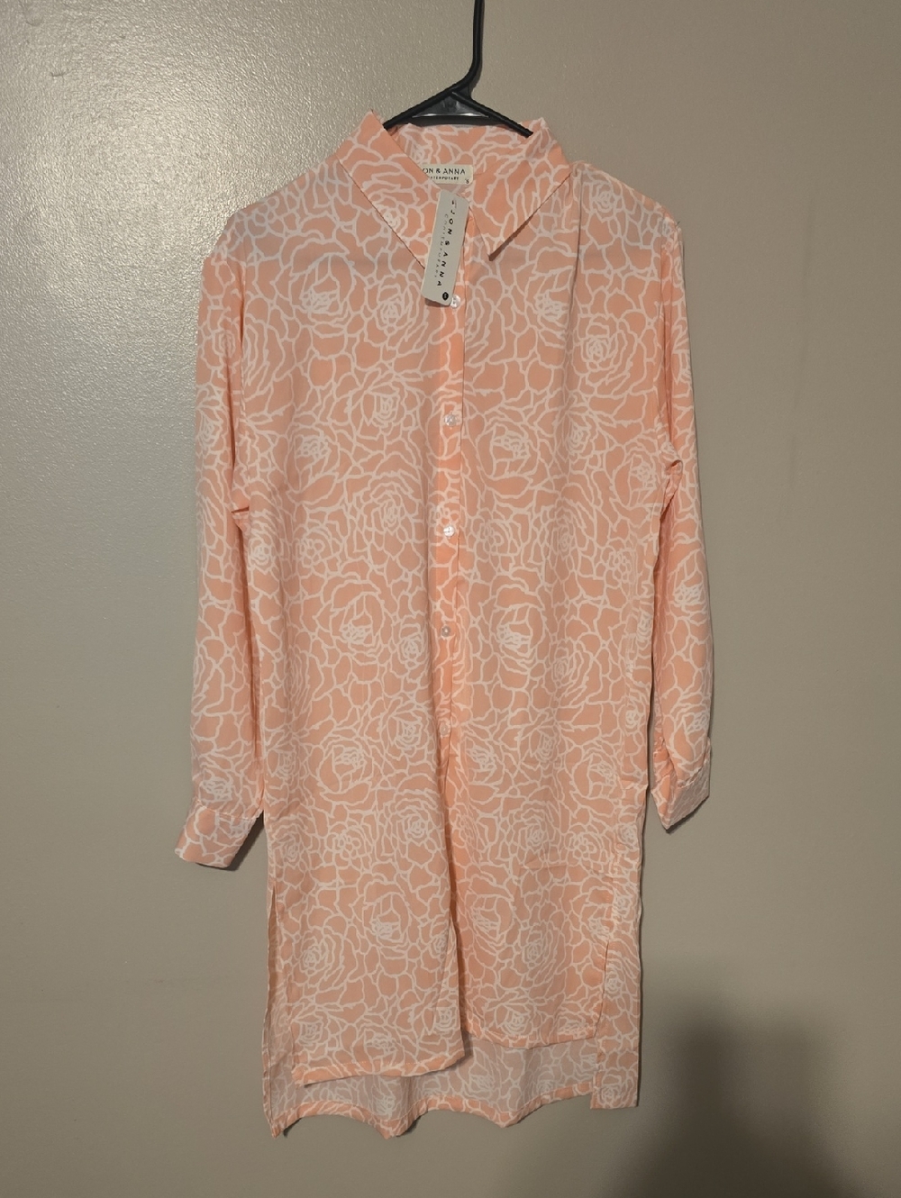 Jon & Anna Contemporary Button Tunic Shirt Dress Retro Print Size Small Tall